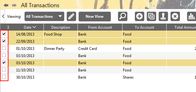 Accounting Software screenshot multiple select