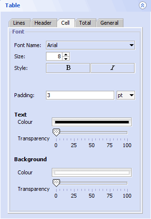 Accounting Software screenshot property table cell