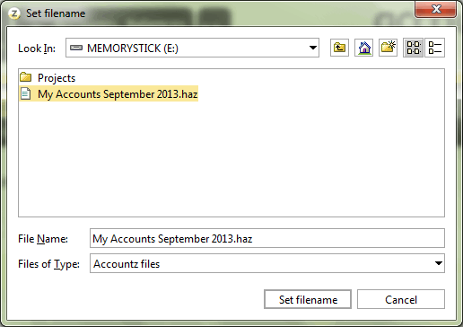 Accounting Software screenshot restore a backup 3