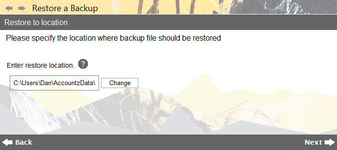 Accounting Software screenshot restore a backup 3a