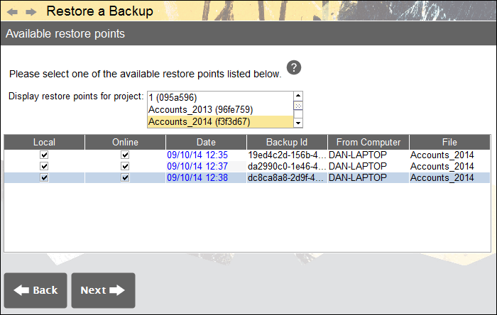 Accounting Software screenshot restore backup home new install