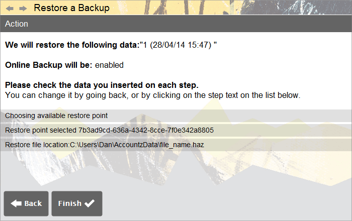 Accounting Software screenshot restore backup home new install 7