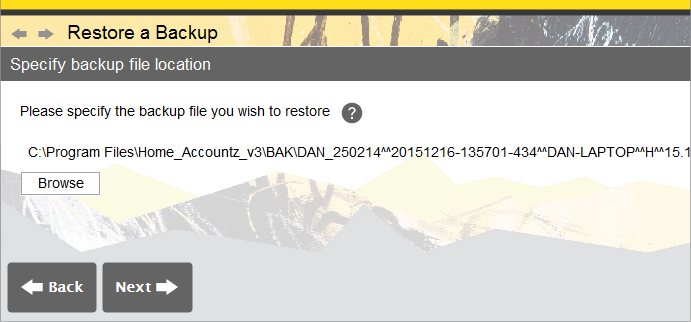 Accounting Software screenshot restore file 11