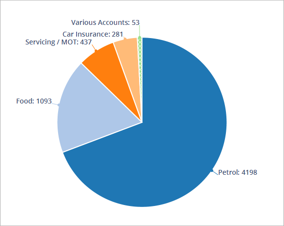 Accounting Software screenshot spending by account chart