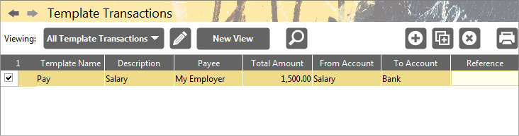 Accounting Software screenshot template transactions