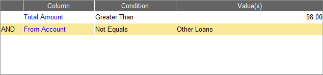 Accounting Software view filter tab table